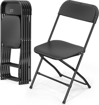 Front. Winado - Portable Plastic Folding Chair, 6PCS Commercial Seat with Steel Frame for Indoor Outdoor Wedding Party Picnic Dining - Black.