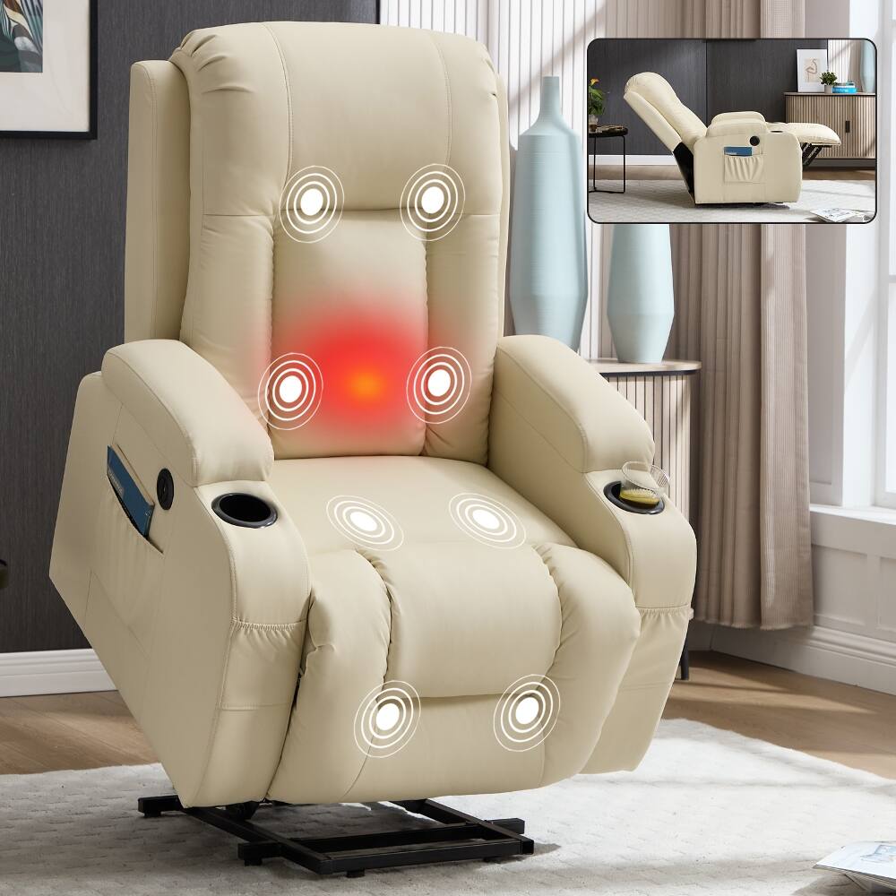 Alt View 6. Ropilly - Ropilly Power Lift Recliner Chair for Elderly, Heavy Duty Lift Chair 350 LBS with Lumbar Heating - Beige.