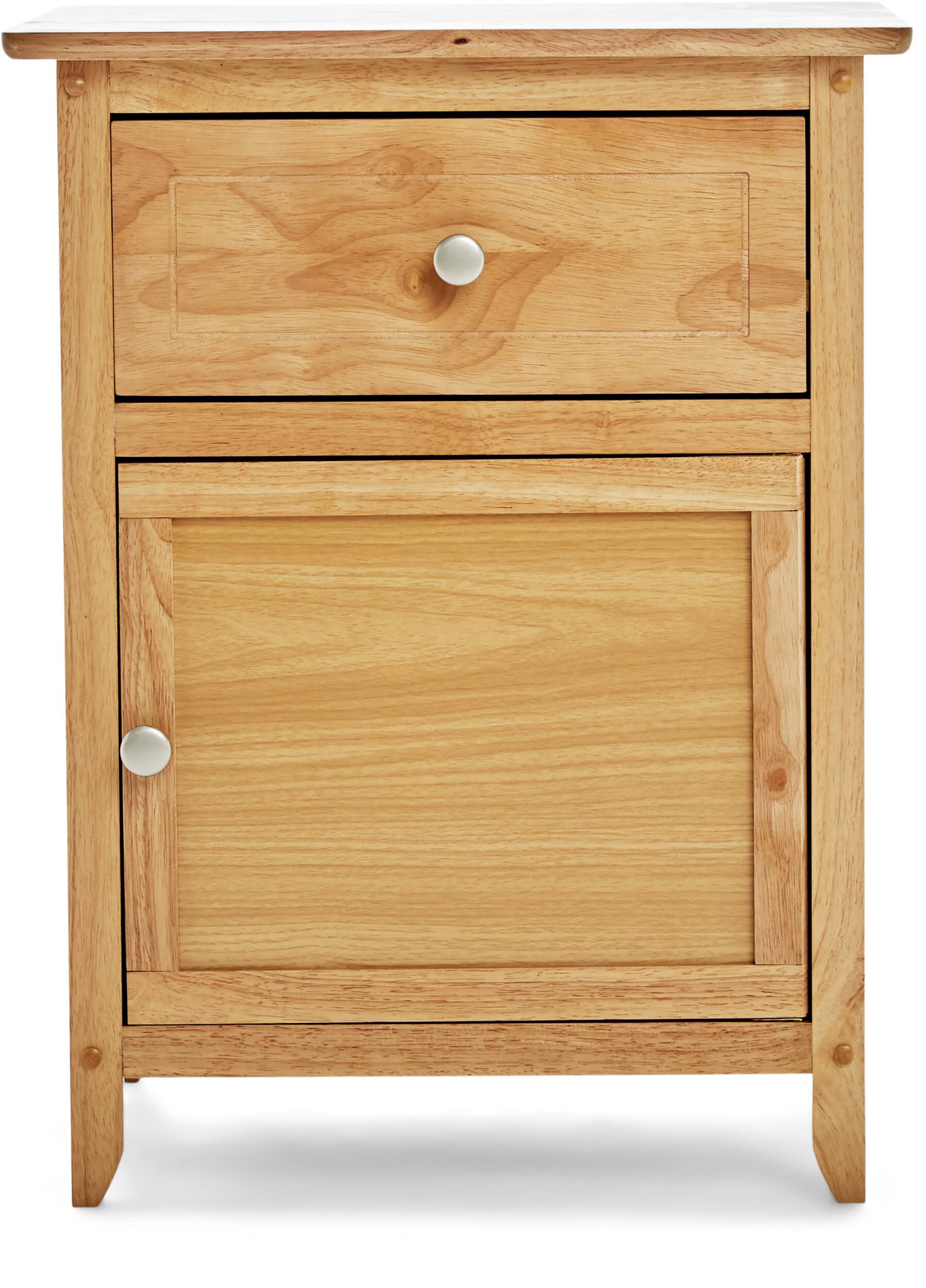 Front. Click Decor - Alcott Side Table with Single Drawer and Storage Cabinet - Light Brown.