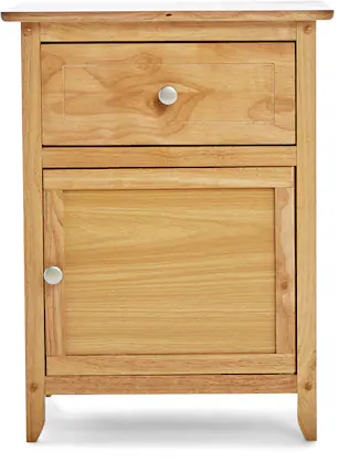 Front. Click Decor - Alcott Side Table with Single Drawer and Storage Cabinet - Light Brown.