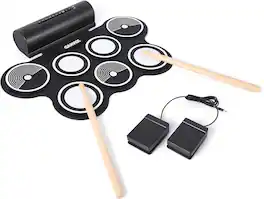 GARVEE - 7-Pad Electronic Drum Set with Speaker, Headphone Jack, Pedals & Sticks, Portable Electric Drum Kit