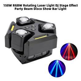 Topteng - 150W 3-Head Rotating Beam Light - RGBW Laser & Strobe Effects, DMX512/Sound-Active, for Stage/Club/Party