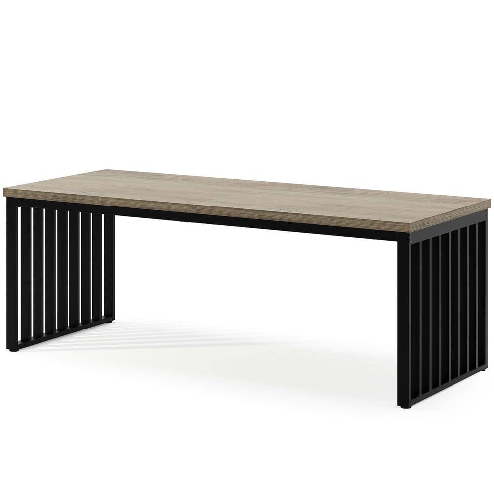 Left. Resenkos - Kadyn Study Writing Desk, Computer Desk,78.74" Two Person Desk, Long Executive Desk Double Computer Desk,Grey - Grey.