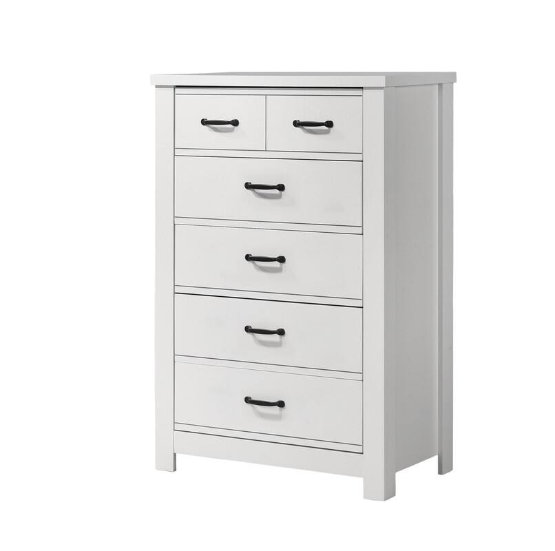Back. Forest'nSky - White Wood 5 drawer 31 in. Wide Chest of Drawers for Living Room - White.