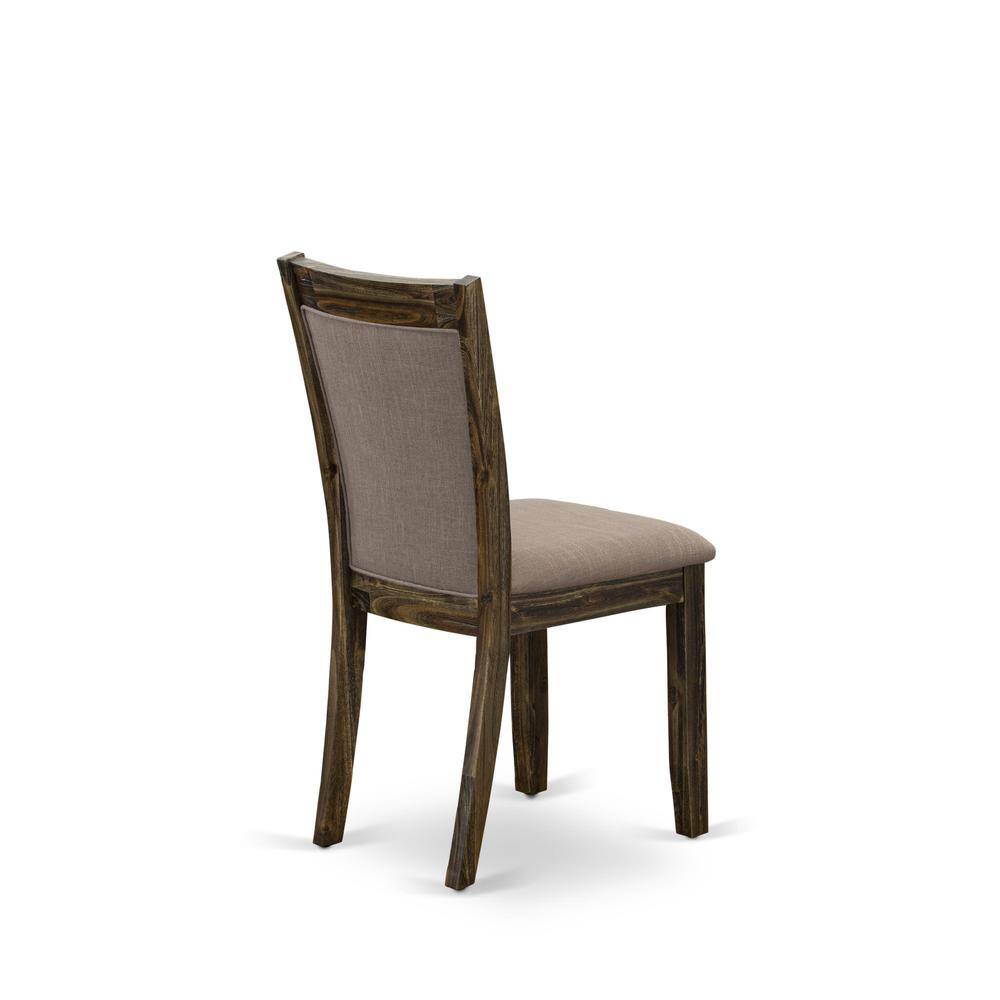 Back. East West Furniture - MZC7T48 Modern Dining Chairs - Coffee Linen Fabric Seat and High Chair Back - Distressed Jacobean Finish (SET OF 2) - Distressed Jacobean.