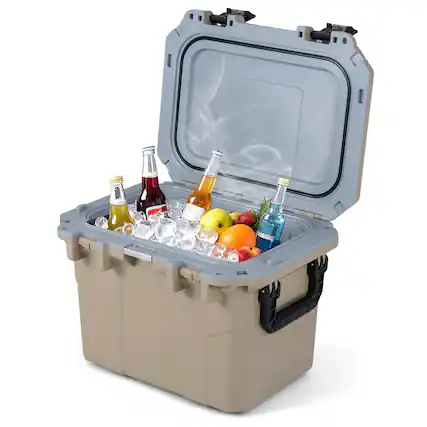 Front. Costway - Costway 53 QT Ultra-Light Injection Molded Cooler with 2 Handles & Bottle Opener for 6 Days - Coffee.