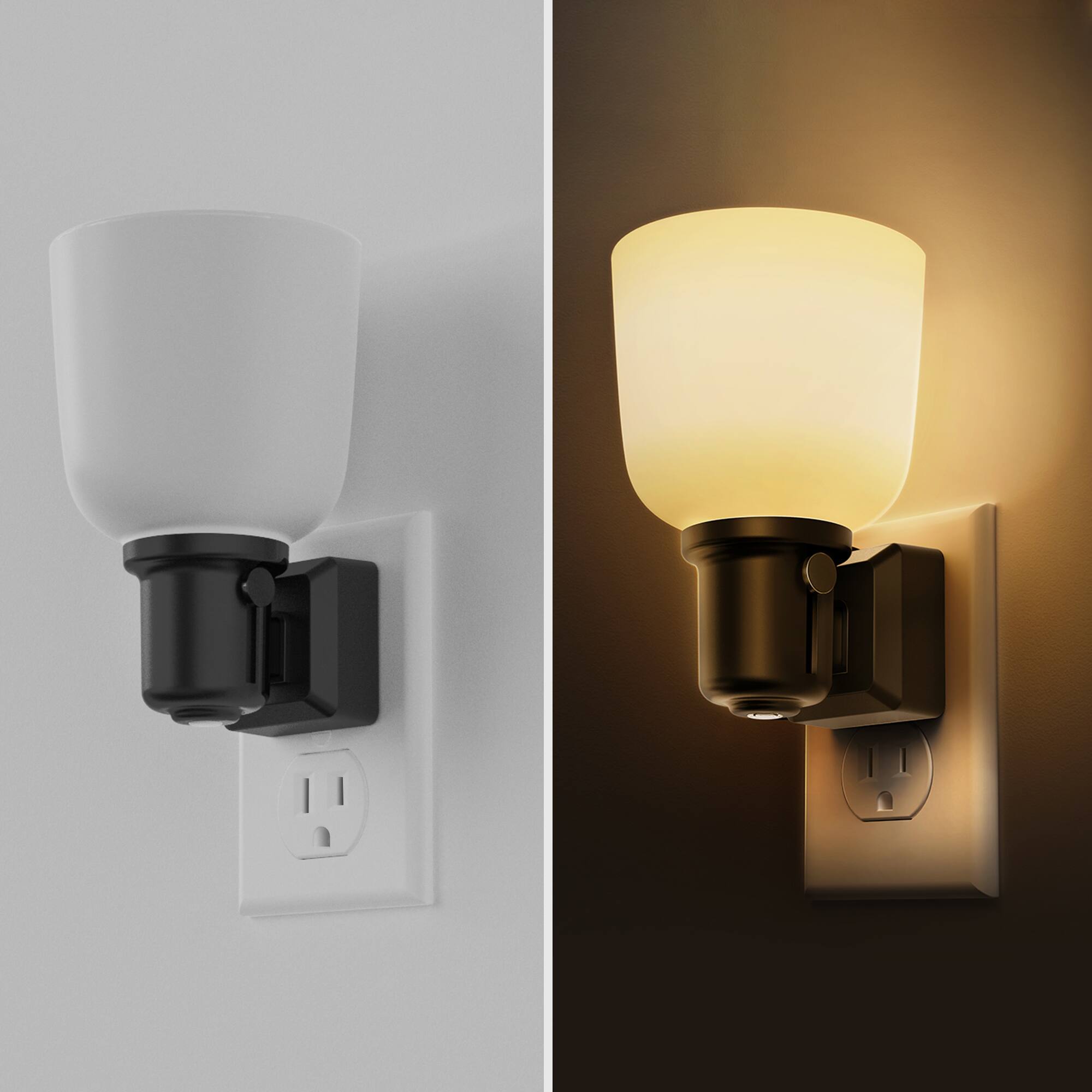 Alt View 3. Jandcase - JANDCASE 1W  Plug-in Night Light, 3000K Warm Glow, Wine Glass Design, Slide Dimmer 0-100%, Dusk-to-Dawn Sensor - Black.