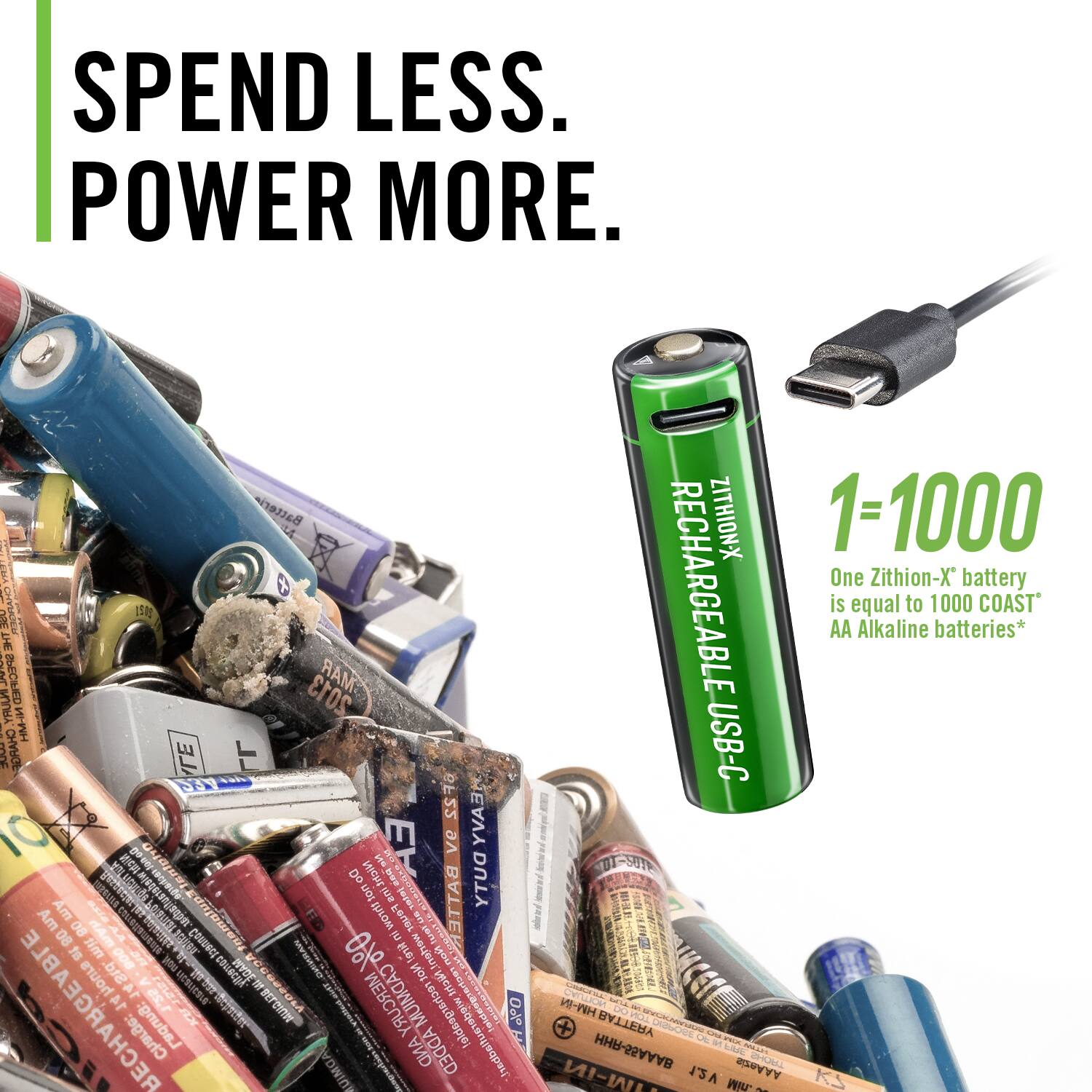 SPEND LESS. POWER MORE.

Batteri GOM  CHANGER 150g EHT 1 INECILED MAR YRUUR 2013 HM- I DRHO T  NAY 6F22 YVA3K EA ve   e i P DO Nicht YTUG SU1 I fnomalupTiantolvo ton an 1 Am Am SEUIT  Feuet 1 ABT 08 80 dAm E i to tim 008 an SD CONUINCE %0  Instisw mast Std. I couECES PYOT Not etuorf er 2 Nicht deapara RECHARGEABLE 14 efen nrtereie  MERCURY rechargeable! e 0% Charge: AND ADDED edbelh eifrgemt ZITHION-X 1-1000 One Zithion-X* battery RECHARGEABLE AA is equal Alkaline to 1000 batteries* COAST USB-C MU KI  -VE DU PCAL BATTERY CA  8AA8-RHH AAAnie NI-MI ISA KS CM -