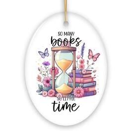 OrnamentallyYou - So Many Books So Little Time Cute Ceramic Ornament Whimsical Book Lover Present - Multi-colored