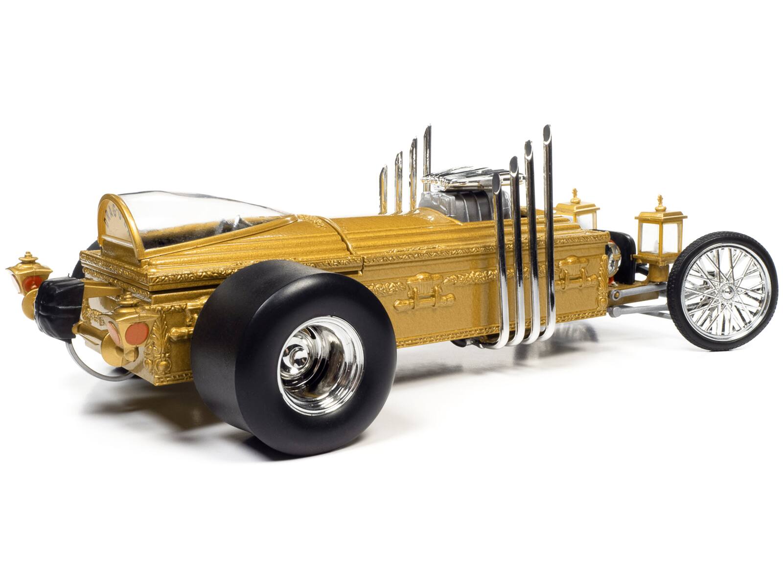 Back. Autoworld - George Barris' Drag-u-la Gold "The Munsters" (1964-1966) TV Series "Silver Screen Machines" Series 1/18 - Gold.