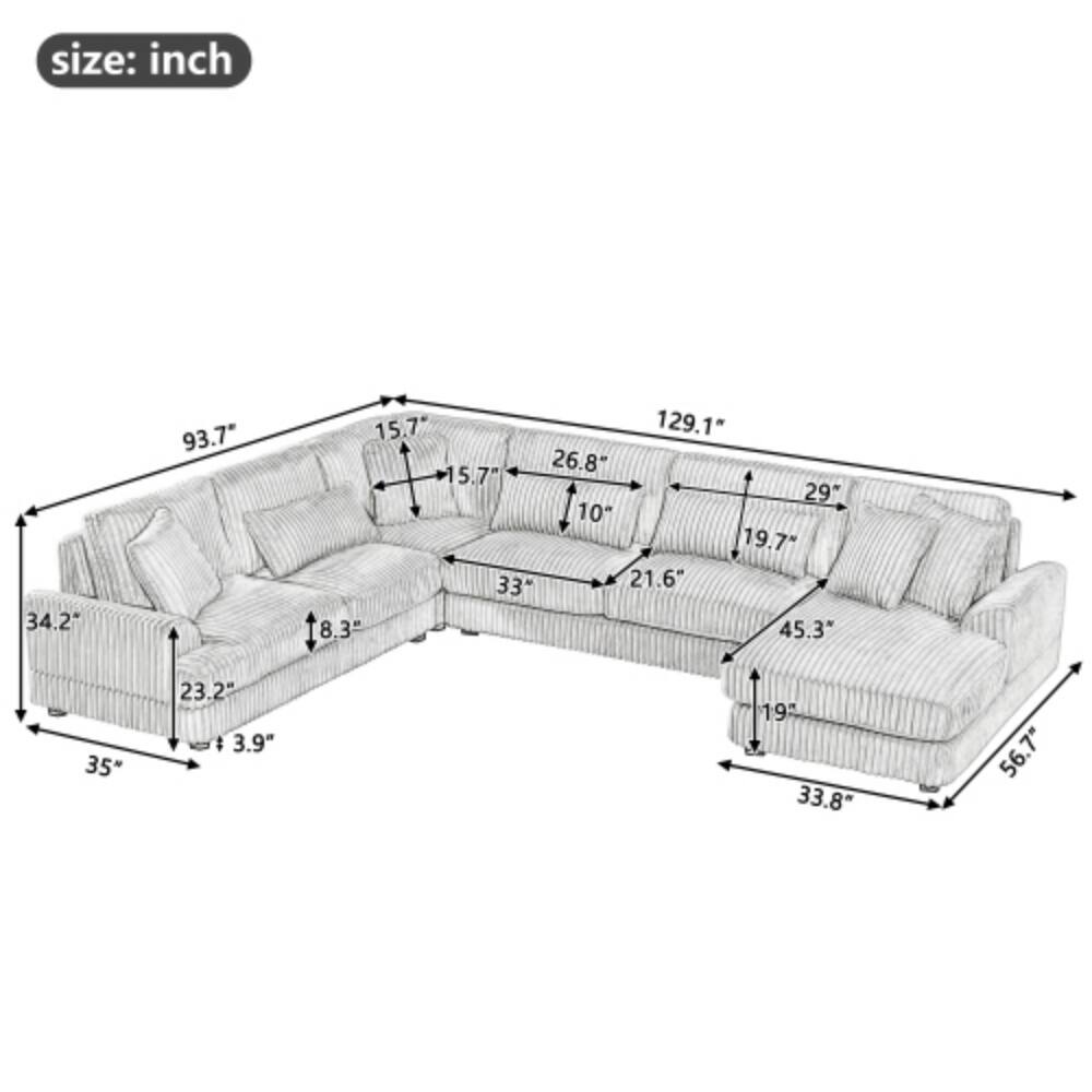 size: inch  
34.2" 93.7" 15.7" 129.1" 26.8" 15.7" 29" 10" 19.7" 33" 21.6" 8.3" 45.3" 35" 23.2" 3.9" 19" 33.8" 56.7"