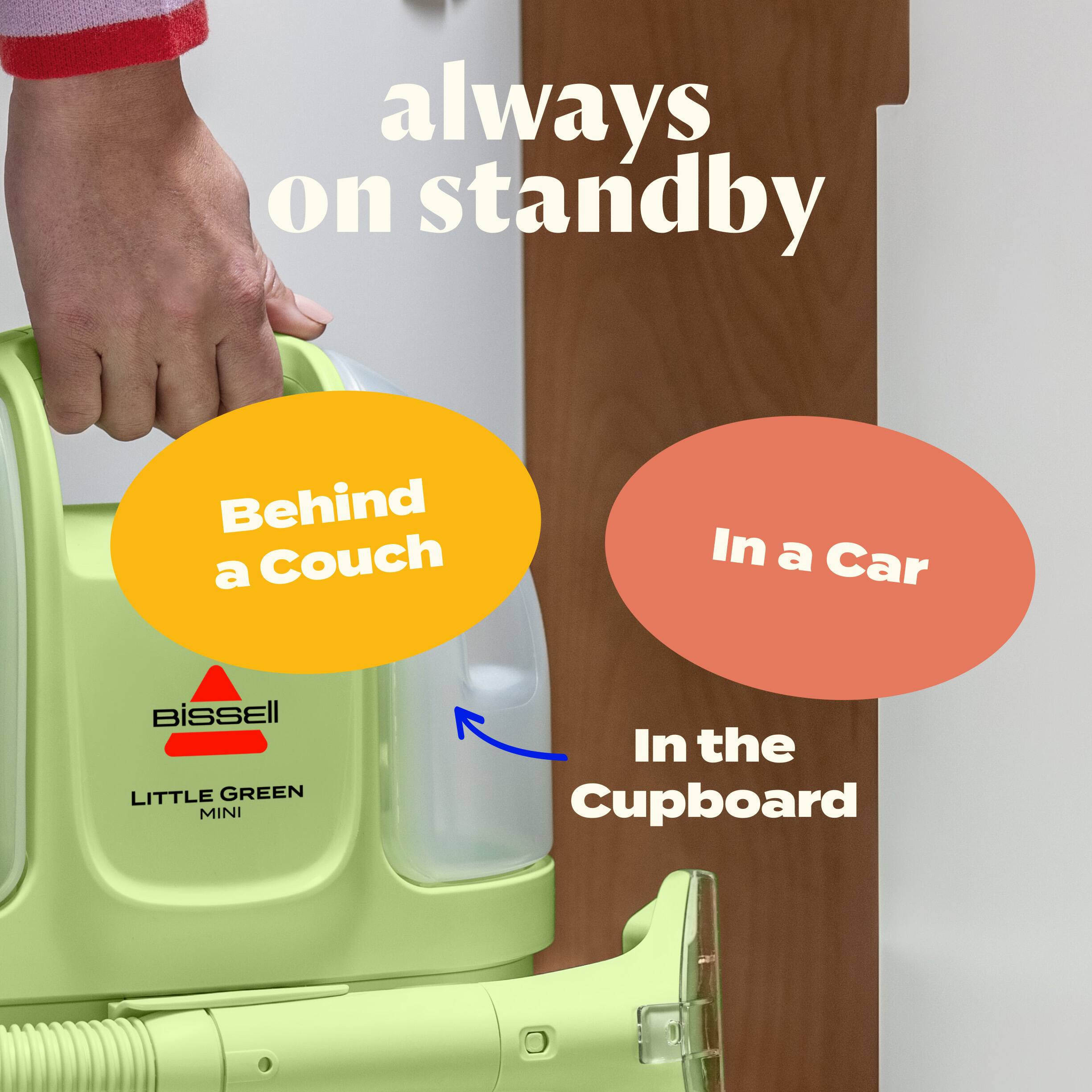 Always on standby Behind a Couch In a Car In the Cupboard