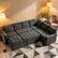 Front. Dyonery - Dyonery 7 Seat L Shaped Modular Sectional Sleeper Sofa Bed with Pull Out Bed/Reclining Backrest/USB Ports/Storage Seat - Grey.