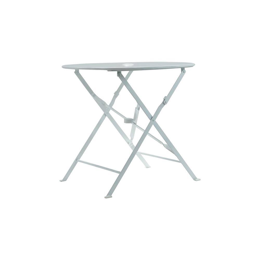 Angle. Carolina Chair & Table - Bistro 30" Round Folding Outdoor Table - Umbrella Hole - White - White.