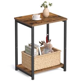 Songmics Home - Side Table, Bedside Table, End Table with Storage Shelf, Steel Frame, for Living Room, Sitting Room, Bedroom - Rustic Brown and Black