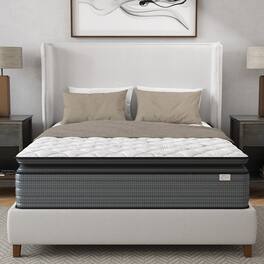 Ecooso - 14 Inch Twin Medium Firm Pillow Top Hybrid Mattress, Bed in a Box, CertiPUR-US, Made in USA - Grey+White