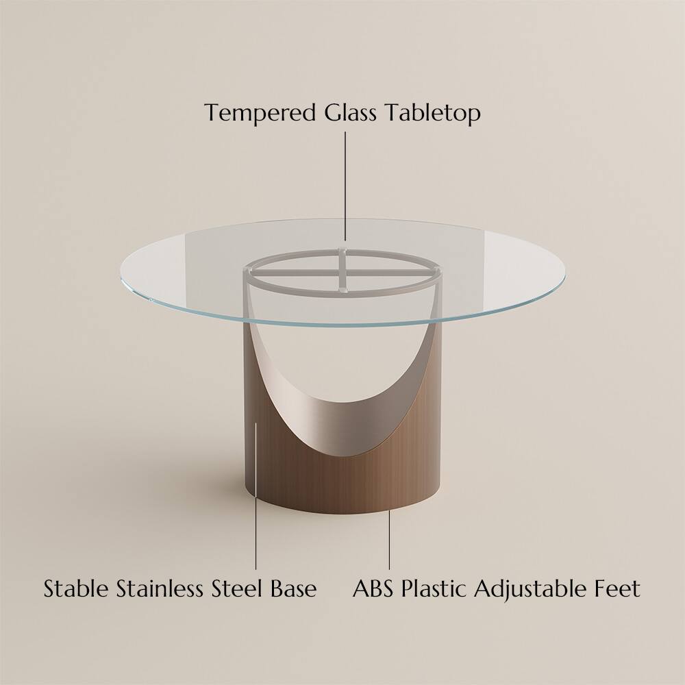 Tempered Glass Tabletop  
Stable Stainless Steel Base  
ABS Plastic Adjustable Feet