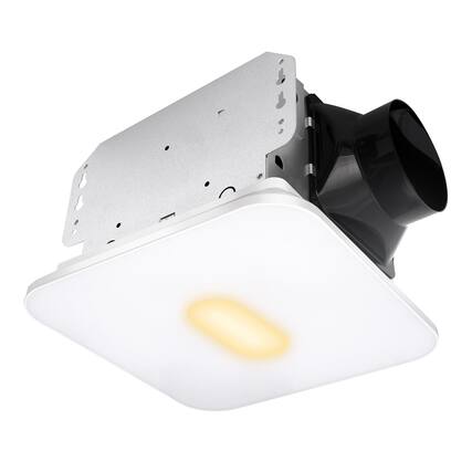 Front. Akicon - 1390N1 Series Decorative White Fan Speed 90 CFM Ceiling Bathroom Exhaust Fan with 18 Watt Dimmable 3CCT LED Light Square - White.