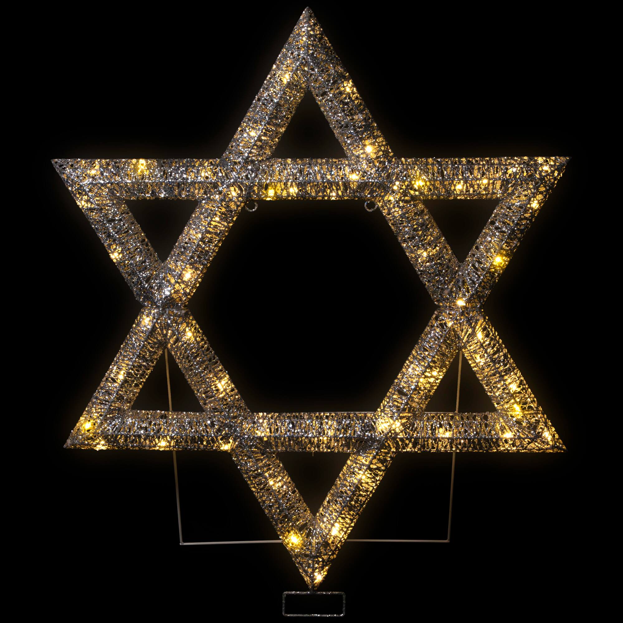 Alt View 2. Northlight - LED Lighted Sequined Star of David Hanukkah Outdoor Decoration - 36" - Silver.