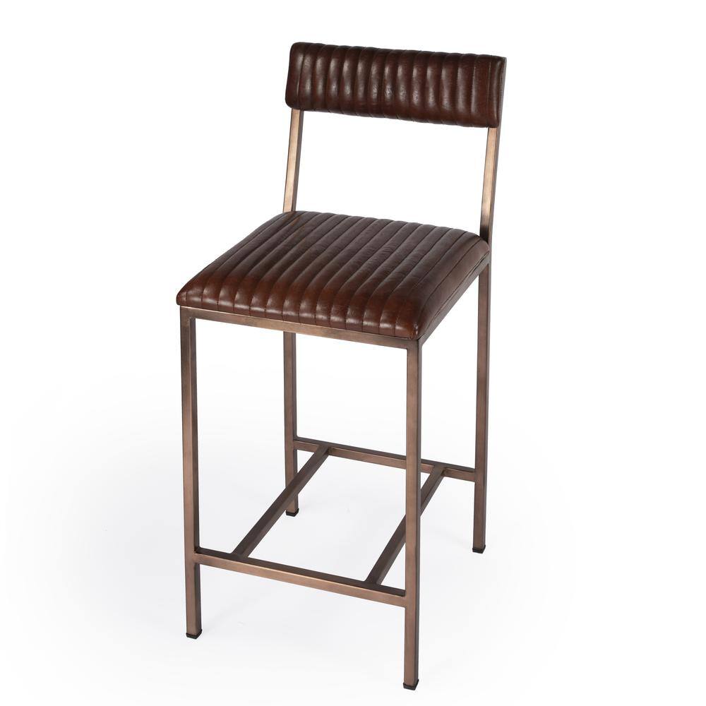 Alt View 2. Butler Specialty - Houston 24" Leather Counter Stool - Medium Brown.