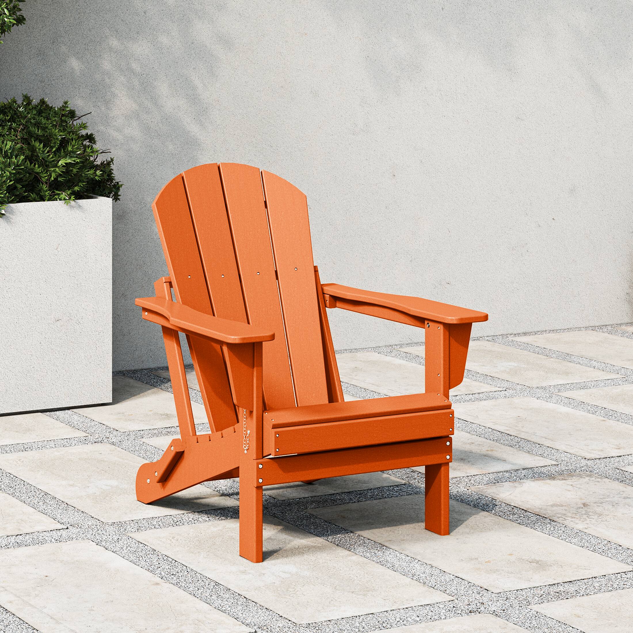 Angle. WestinTrends - WestinTrends Malibu HDPE Outdoor Patio Folding Poly Adirondack Chair - Orange.
