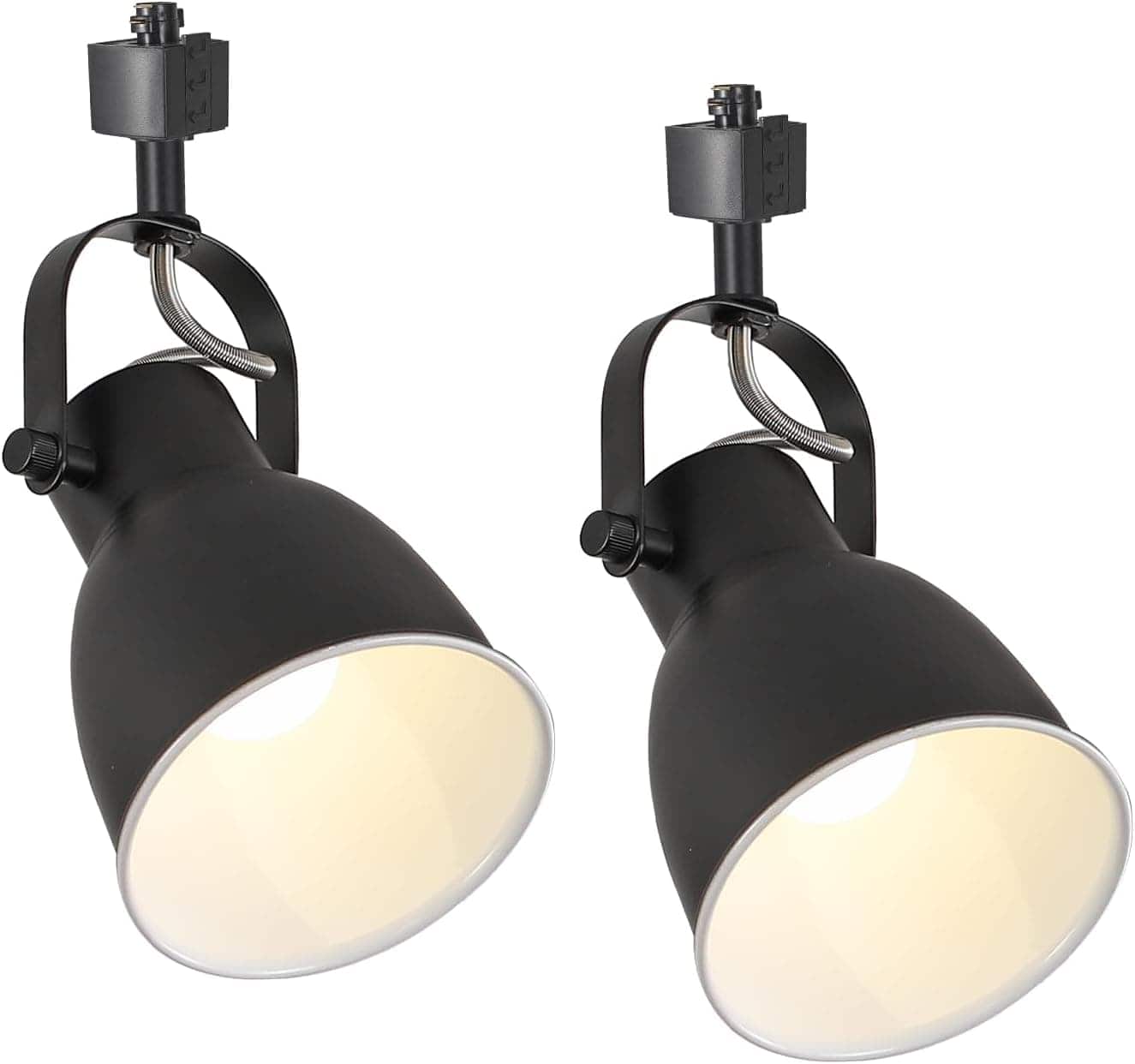 FINEAK - 2 Pack E26 H Track Lighting Heads with Metal Shades Black (Bulb Not Included)