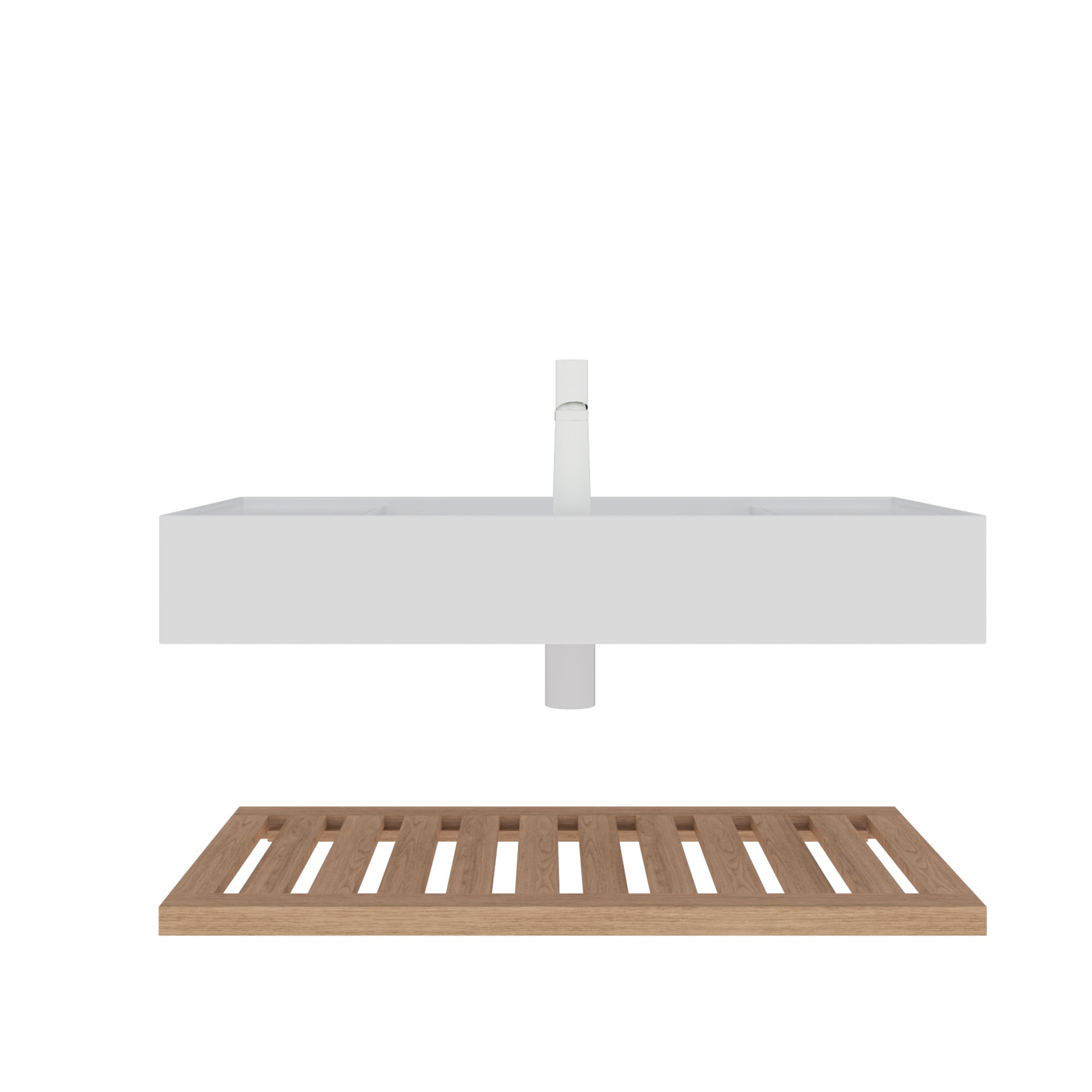 Alt View 3. Boyel Living - 36 Bathroom Vanity with White Rectangular Acrylic Integrated Basin Striped Shelves Natural Woodgrain - Natural Wood,White.