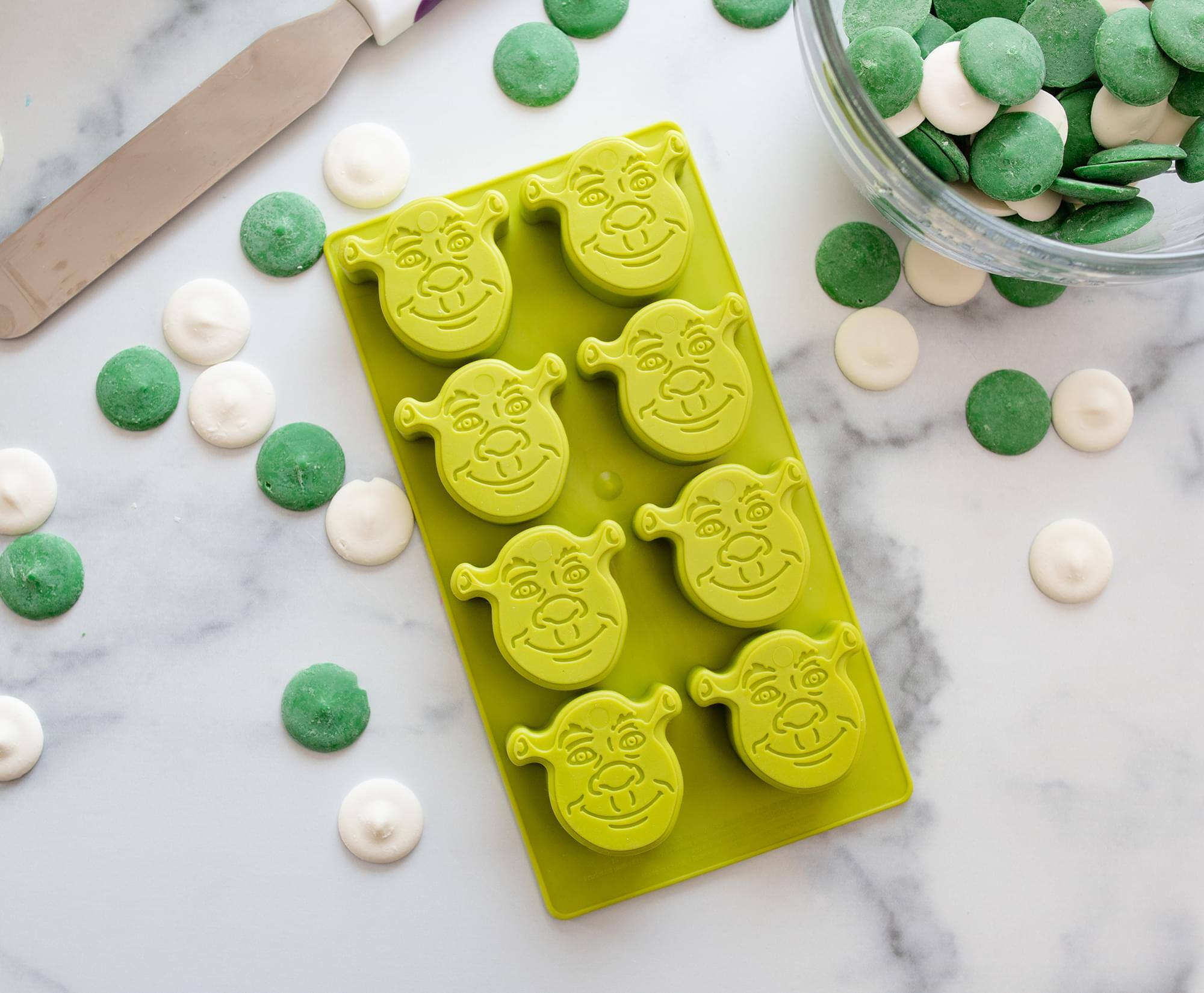 Alt View 10. Silver Buffalo - Shrek Reusable Silicone Ice Cube Tray | Makes 8 Cubes - Green.