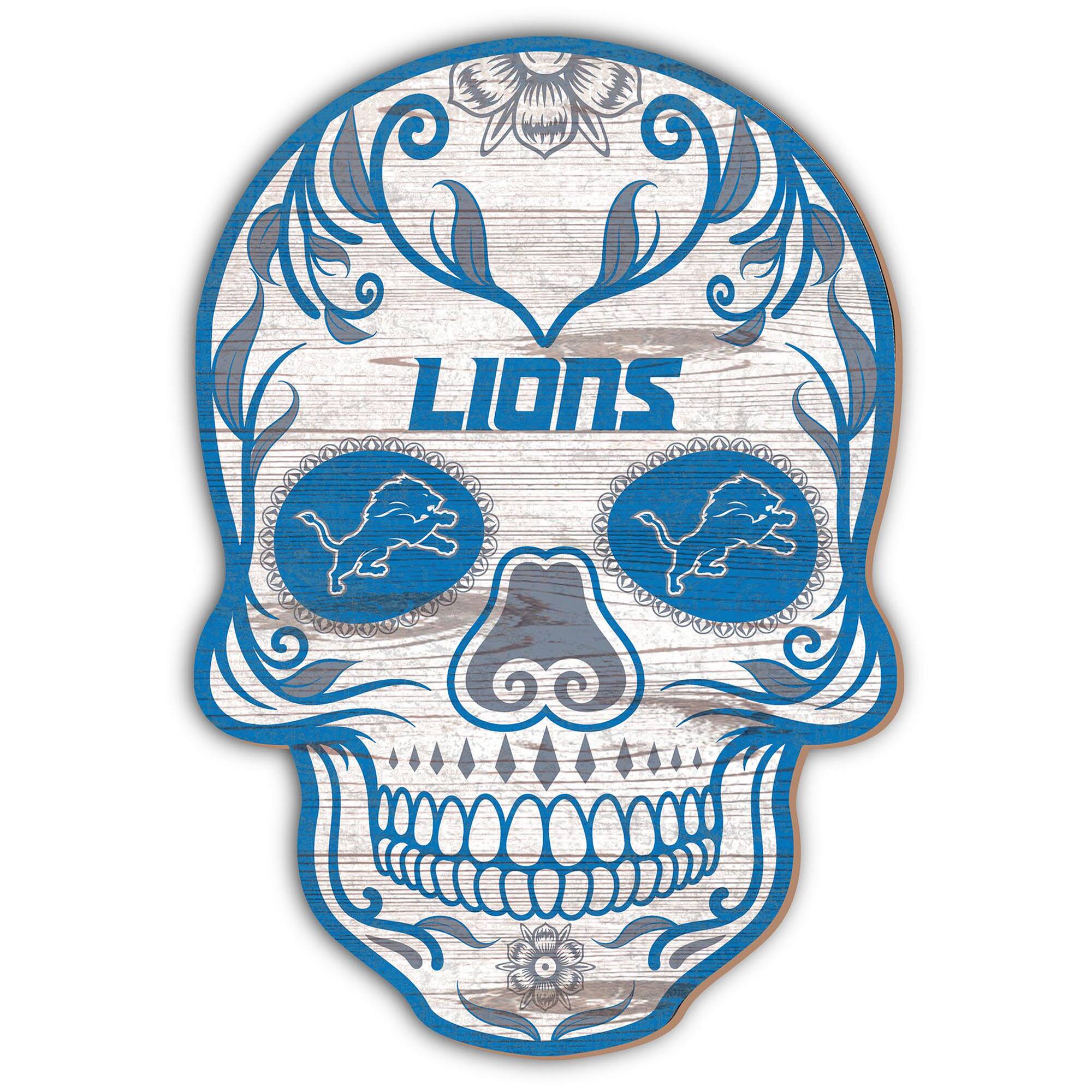 Front. Fan Creations - Detroit Lions 12'' Sugar Skull Sign - Multicolor.