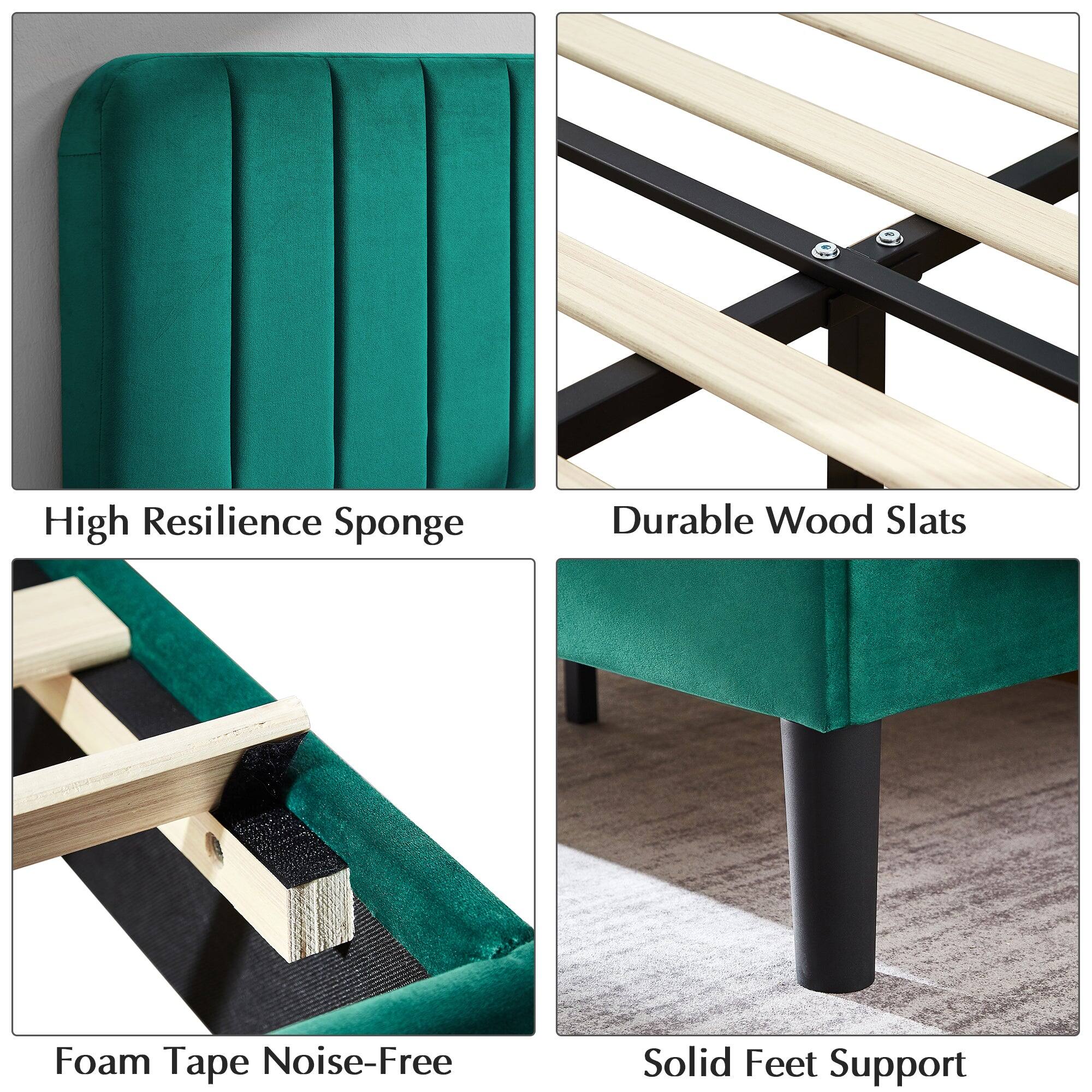 - High Resilience Sponge
- Durable Wood Slats
- Foam Tape Noise-Free
- Solid Feet Support