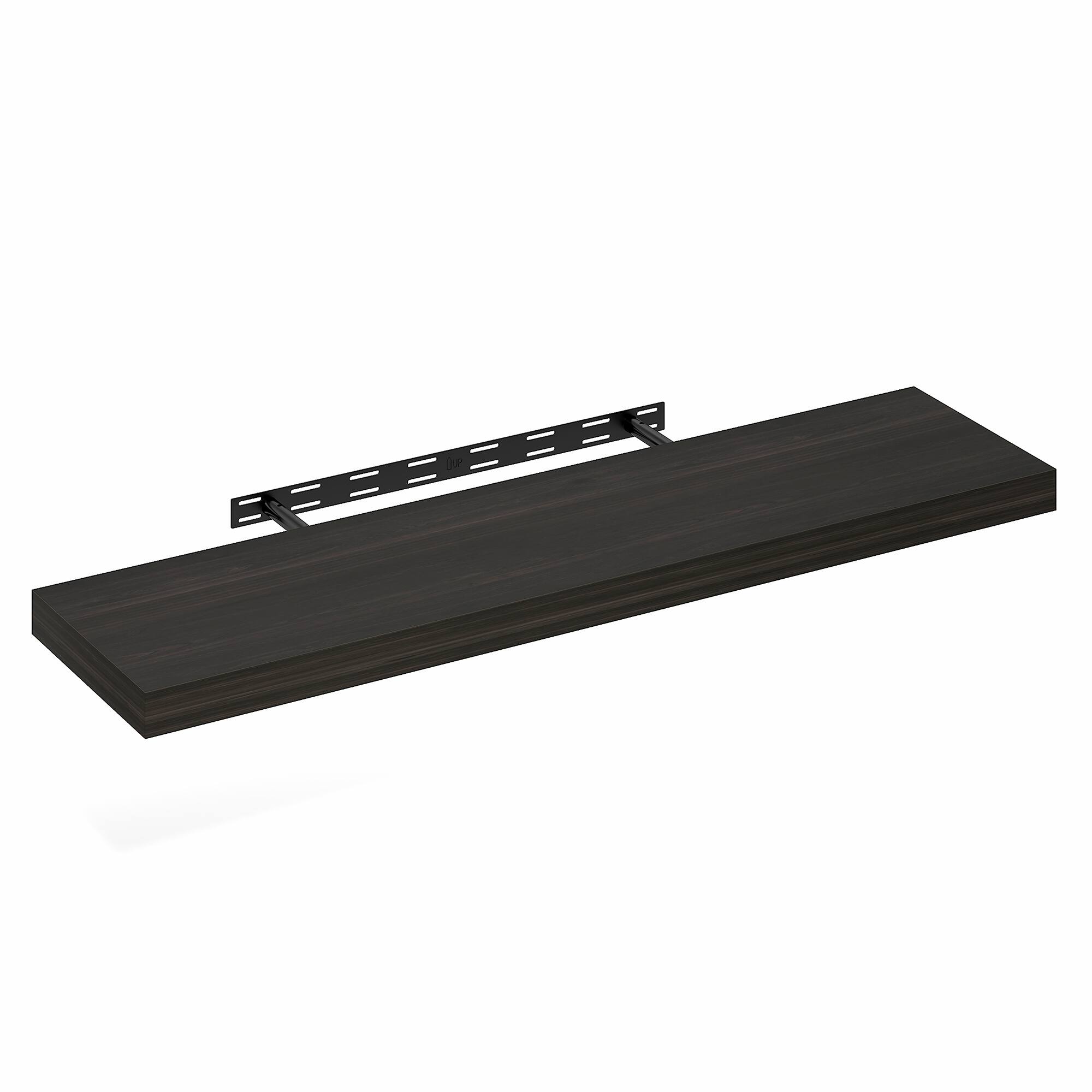 Alt View 3. Furinno - TANNA Floating Shelves for Wall, Thick Shelf 12 x 47 Wall Shelf, Wall Mounted Floating Shelf with Invisible Brackets - Tobacco Oak.