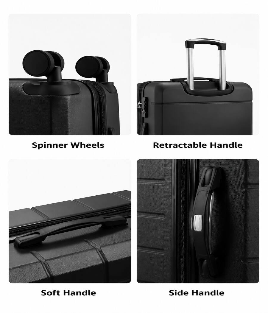Spinner Wheels  
Retractable Handle  
Soft Handle  
Side Handle