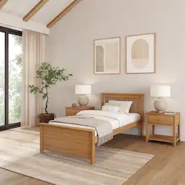 Plank+Beam - Classic Twin-Size Platform Bed, Pecan - Pecan