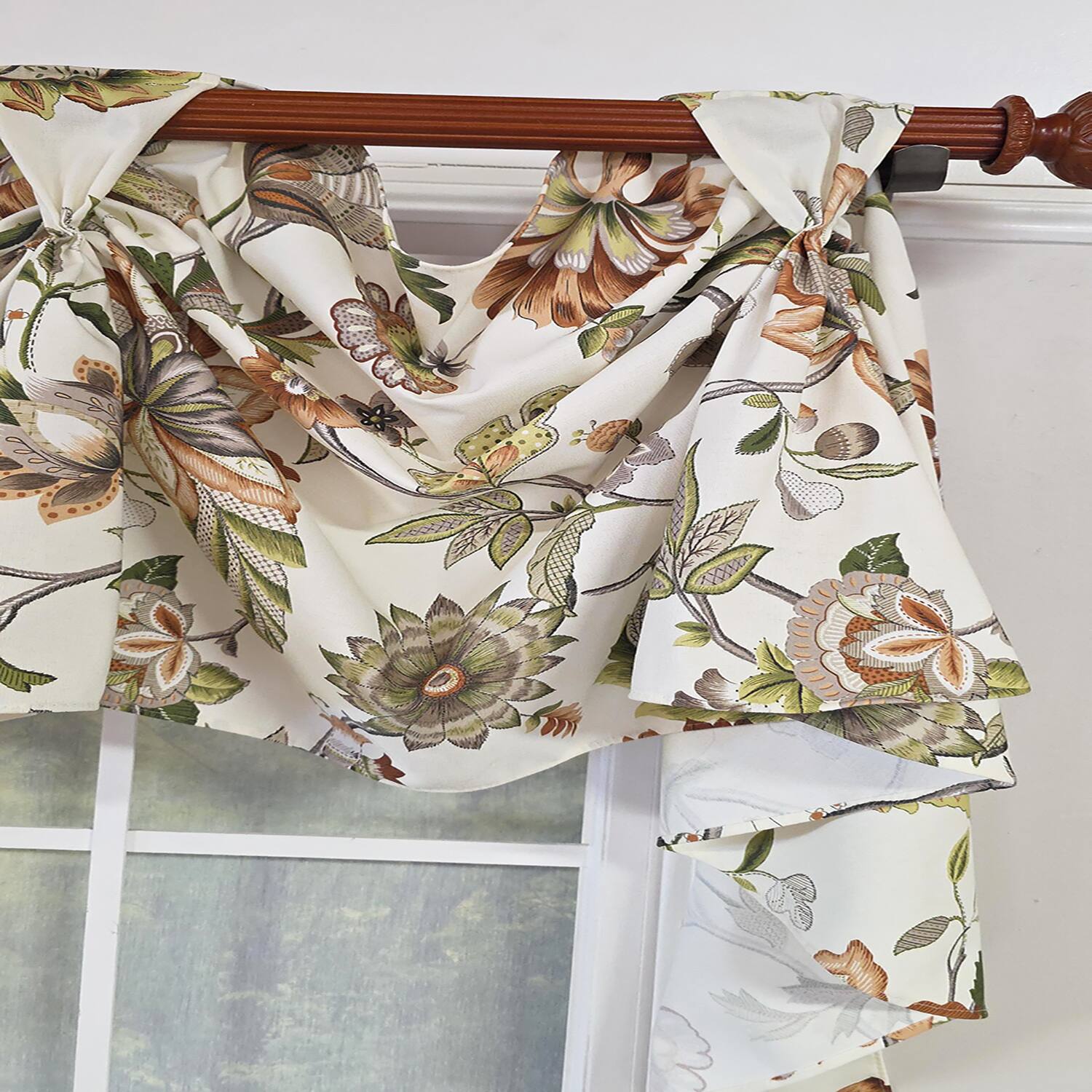 Left. RLF Home - RLF Home Zanzibar 3-S Victory 100% Cotton Tab Top Swag Window Curtain 54" x 25" Orange - Orange.