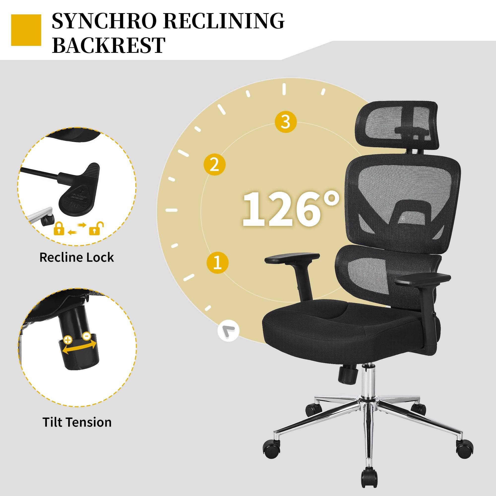 SYNCHRO RECLINING BACKREST

1. Recline Lock
2. Tilt Tension
3. 126°