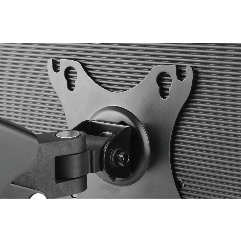 Alt View 2. Rocelco - Double Monitor Desk Mount with USB 2.0 And Audio Port, Pneumatic Full Motion Assist Adjustable Arm, Grommet and C Clamp - Black.