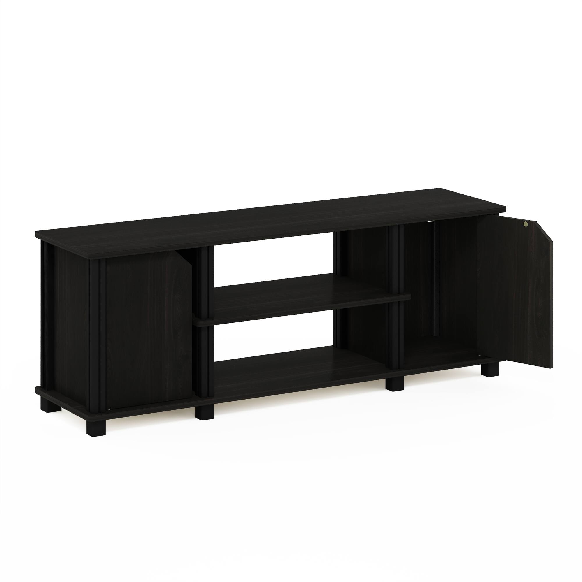 Alt View 3. Furinno - Simplistic TV Stand with Shelves and Storage - Espresso/Black.