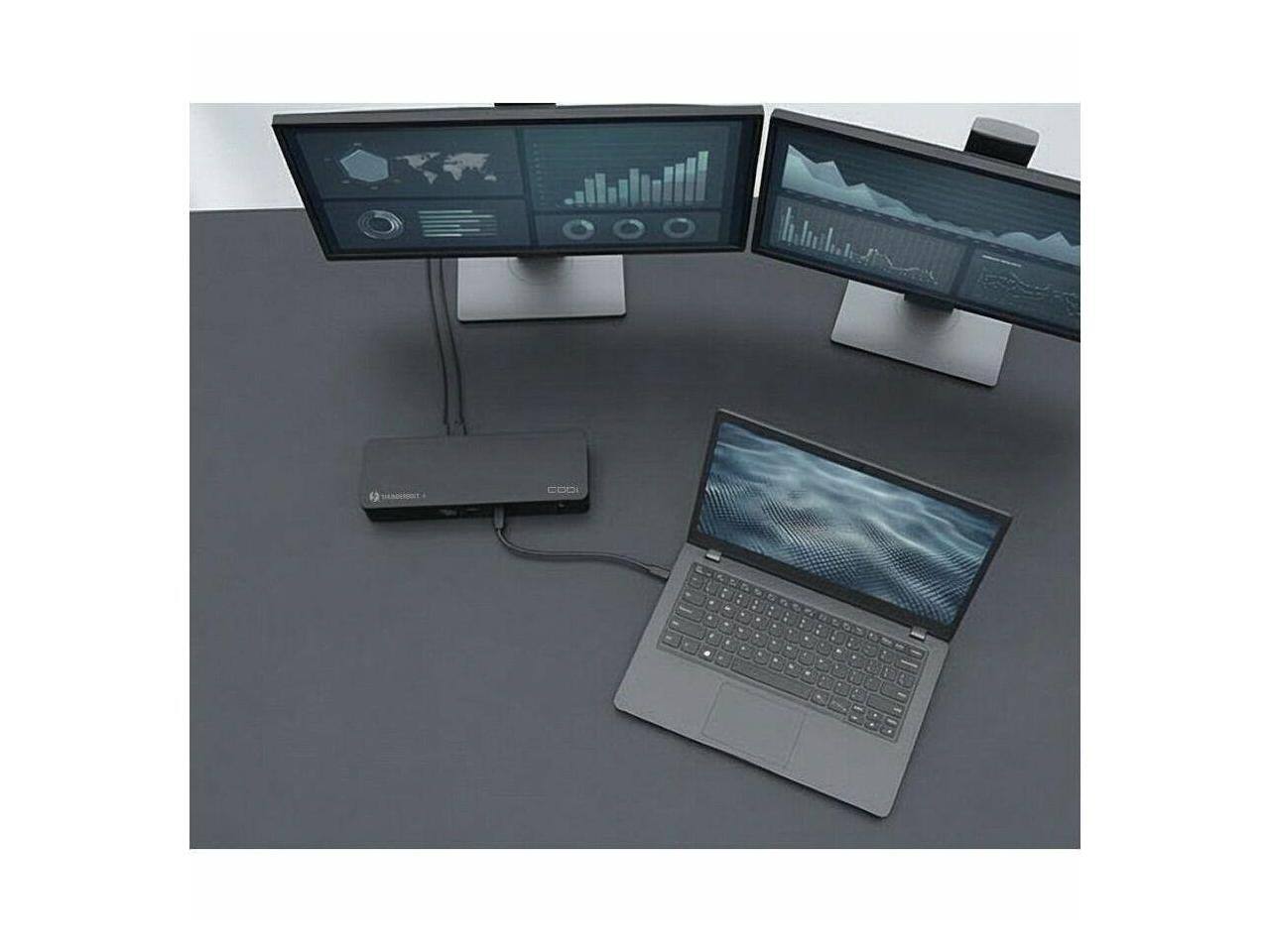 Alt View 3. CODi - CODi CentroT4 10-in-1 Thunderbolt 4 Dock, 2 Displays, Charging, for Notebook/Workstation - DSTB410-2.