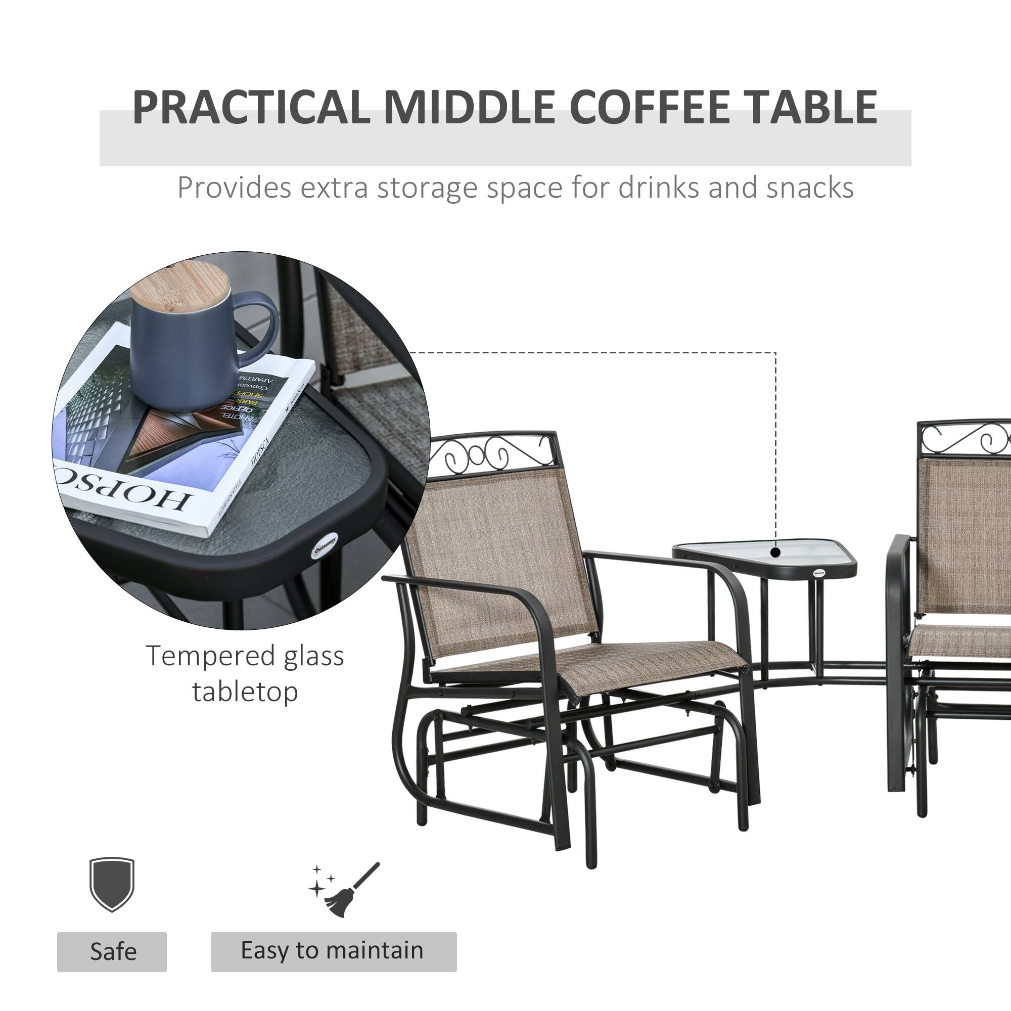 PRACTICAL MIDDLE COFFEE TABLE
Provides extra storage space for drinks and snacks
Tempered glass tabletop
Safe
Easy to maintain