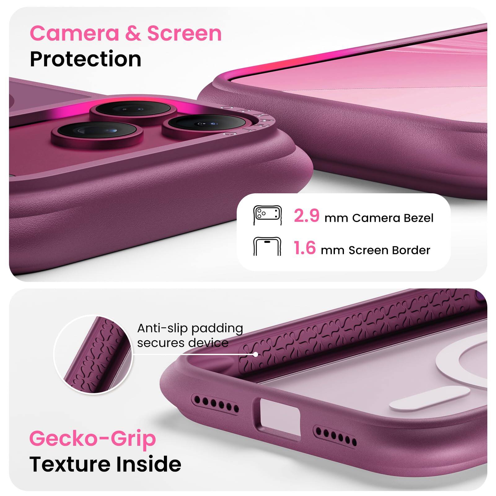 Camera & Screen Protection

2.9 mm Camera Bezel

1.6 mm Screen Border

Anti-slip padding secures device

Gecko-Grip Texture Inside