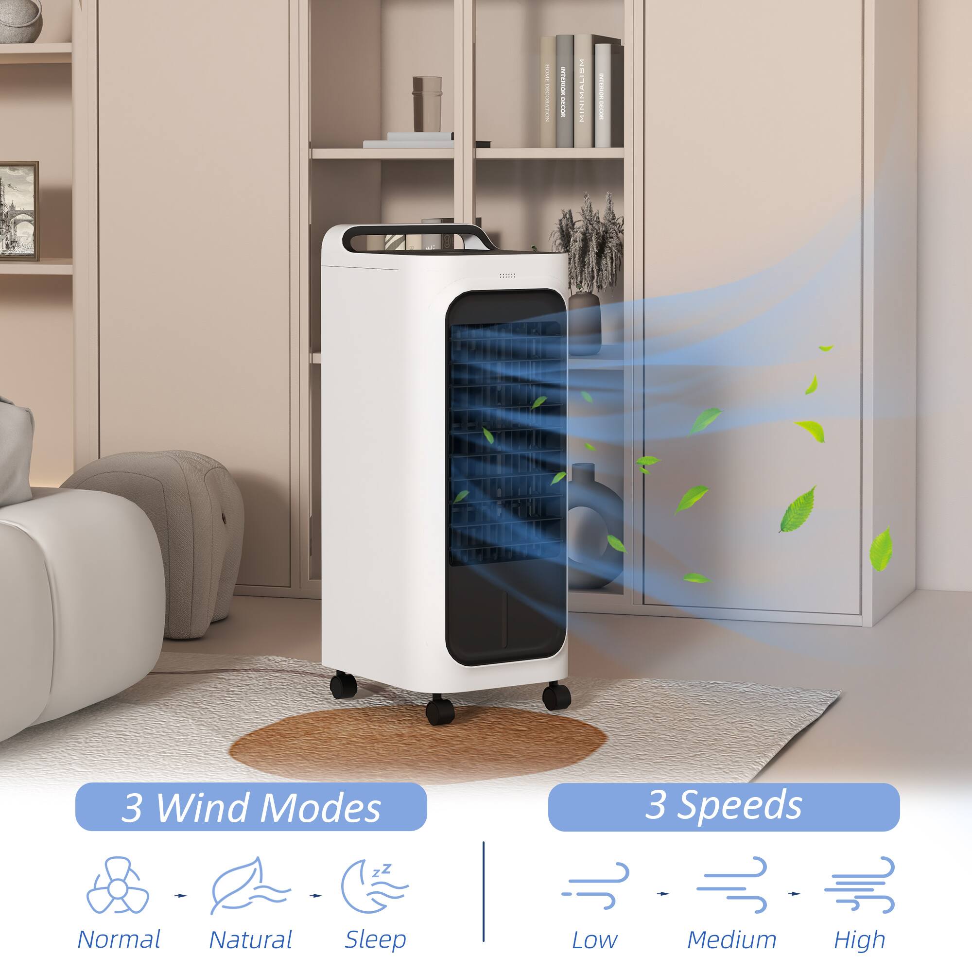 ITERIOE AECOR I MINIMALISM 1

3 Wind Modes
- Normal
- Natural
- Sleep

3 Speeds
- Low
- Medium
- High