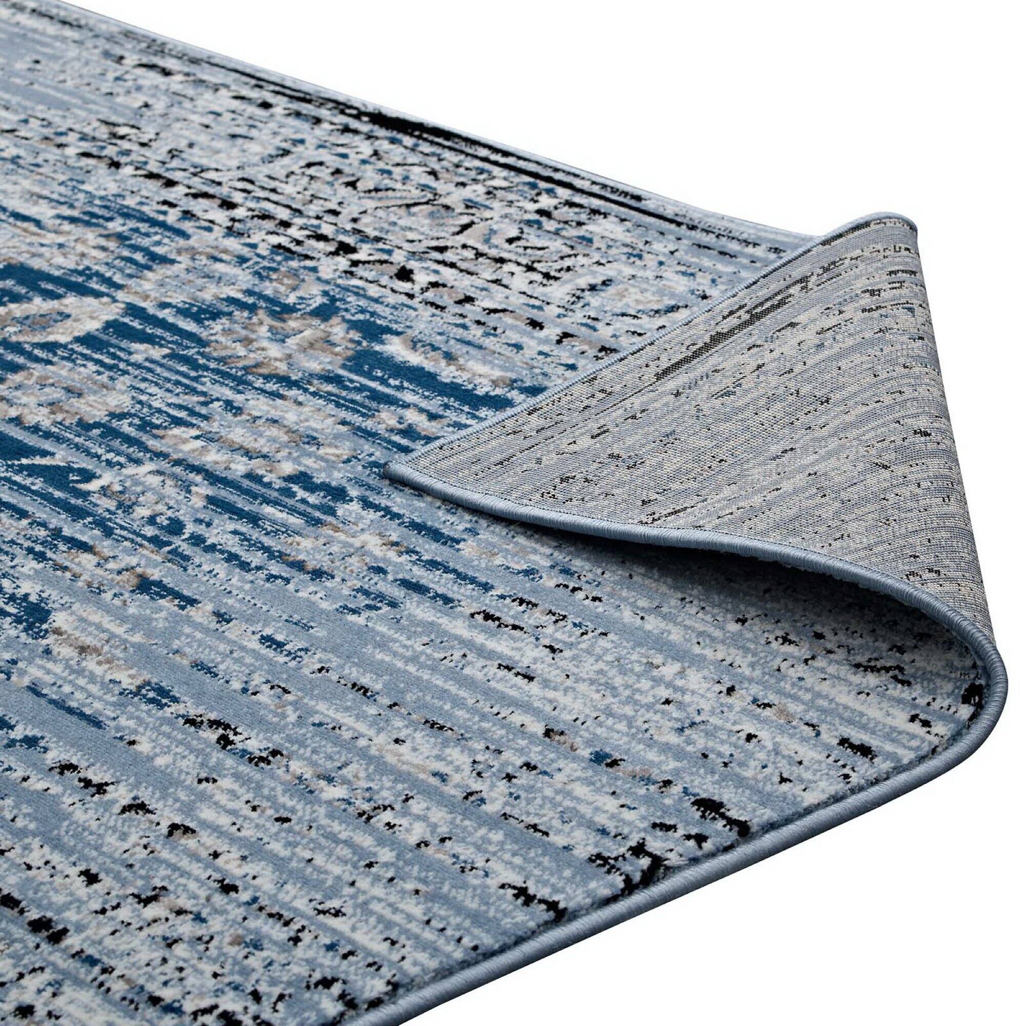 Alt View 3. Modway - Chiara Distressed Floral Lattice Contemporary Area Rug - Moroccan Blue.