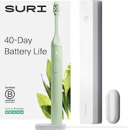 SURI - S1 Electric Toothbrush with UV Light Cleaning and Charging Case and Mirror Mount - Green
