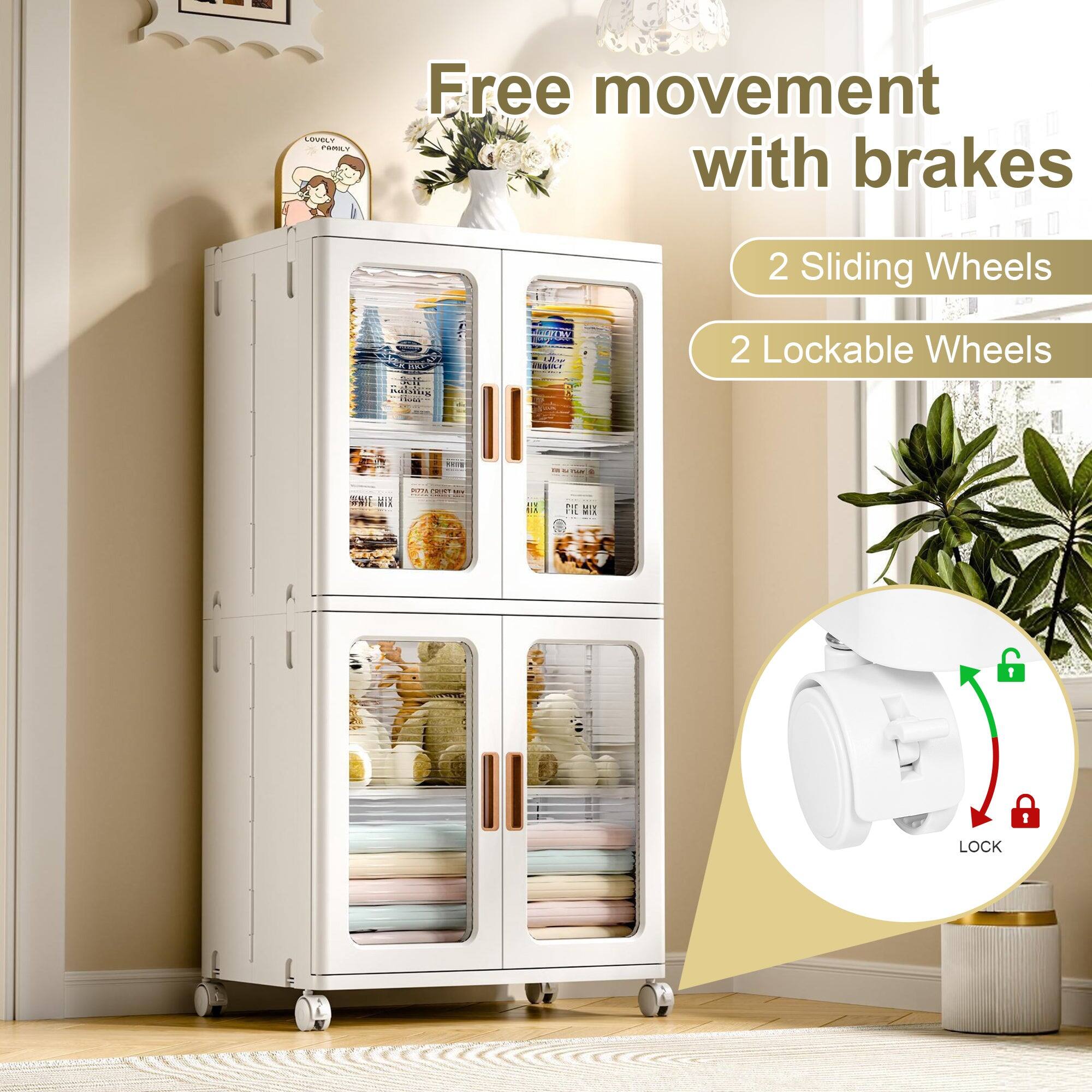 Free movement with brakes

2 Sliding Wheels

2 Lockable Wheels