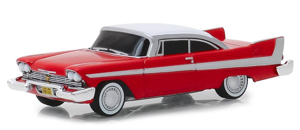 Angle. Greenlight - 1958 Plymouth Fury Red/White "Evil Version" Blacked Out Windows "Christine" Movie 1/64  Hollywood Series - Red and White.