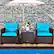 Alt View 8. Costway - 3PCS Patio Rattan Furniture Set Cushioned Conversation Set Sofa - Turquoise.