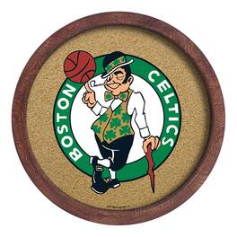 The Fan-Brand - Boston Celtics 20.25'' Round Faux Barrel Framed Cork Board - Multicolor