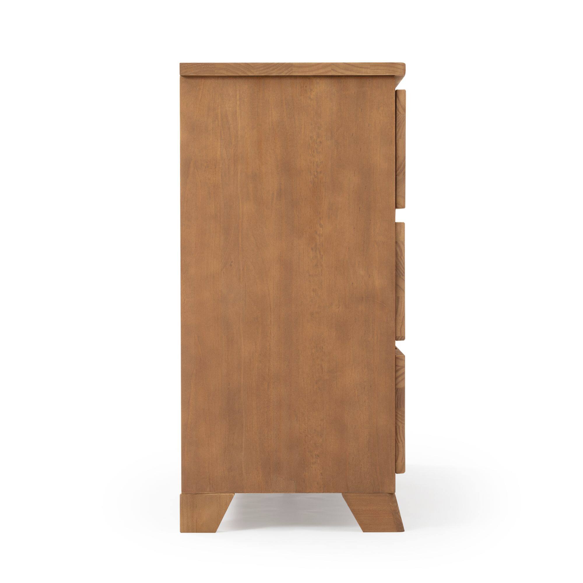Alt View 6. Plank+Beam - Plank+Beam Modern Farmhouse 6 Drawer Dresser, Pecan Wirebrush - Pecan Dip.