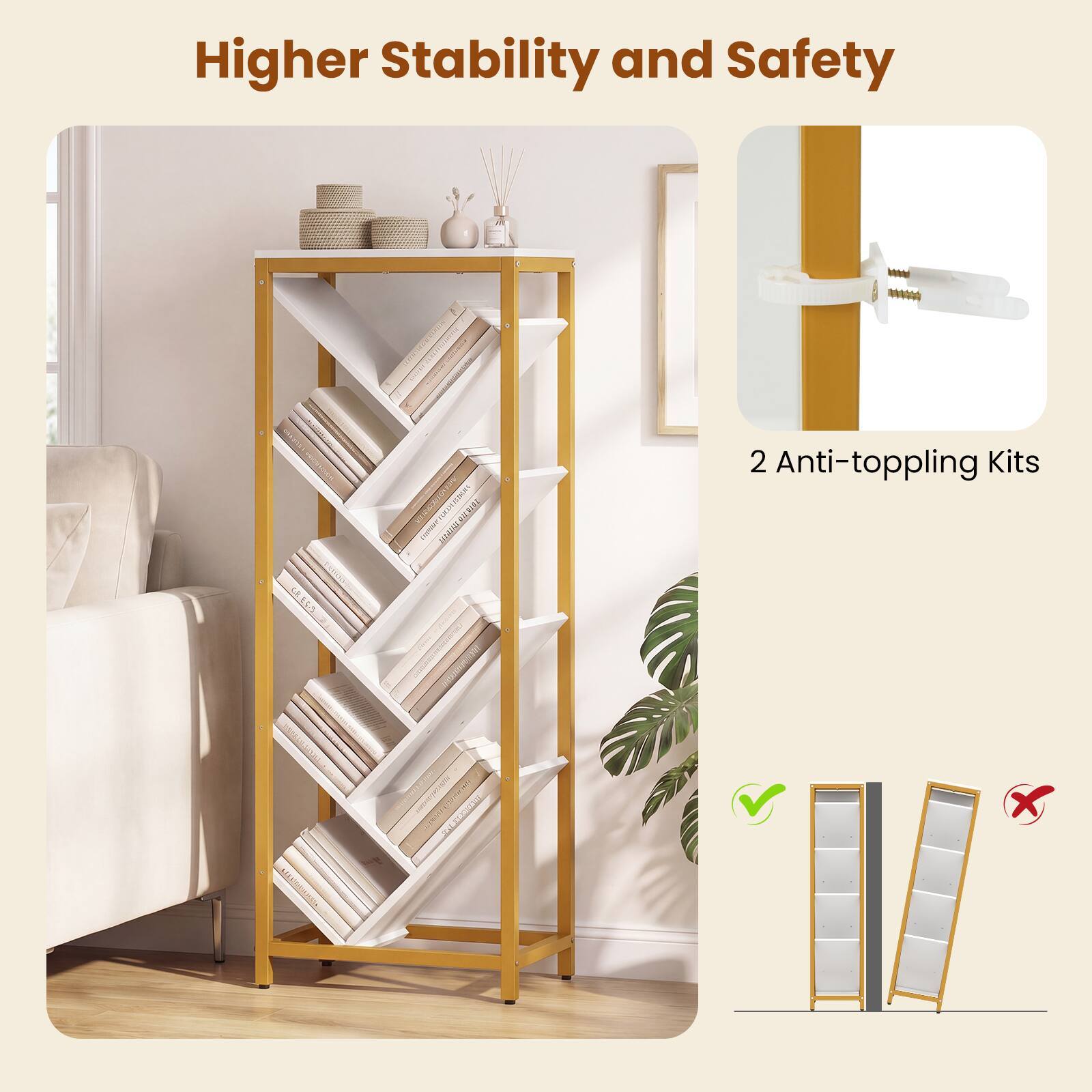 Higher Stability and Safety  
2 Anti-toppling Kits