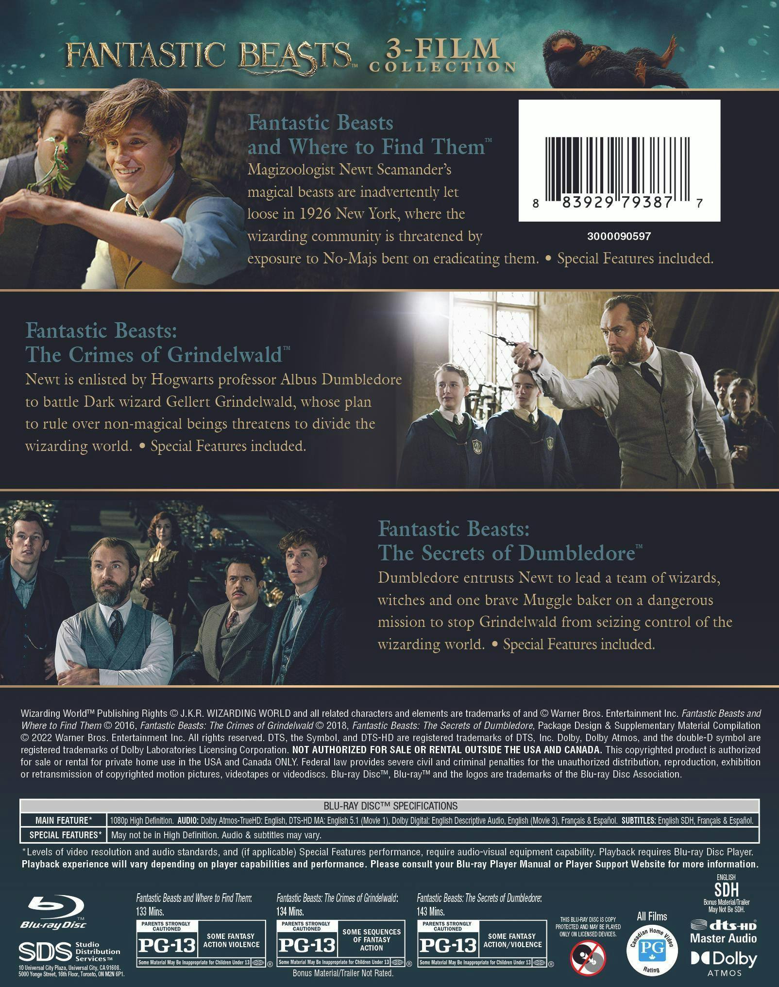 Back. Fantastic Beasts 3-Film Collection (Box Set) [Blu-ray].